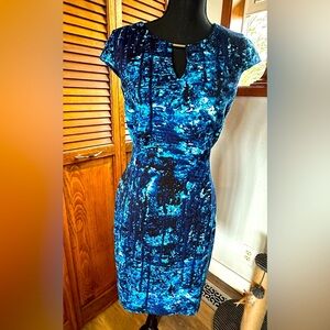 Striking Calvin Klein Blue and Black Midi Dress